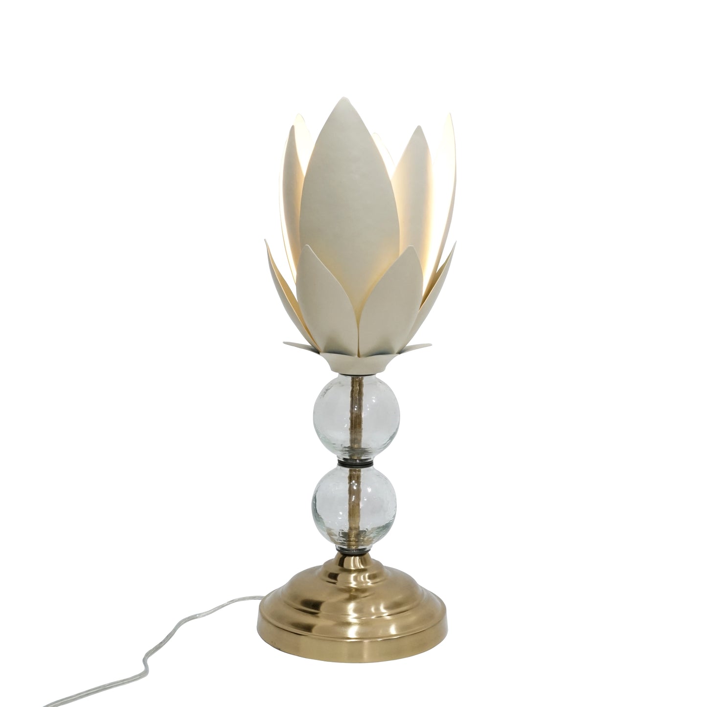 Elysian Orb Table Lamp – Sculptural Petal Shade with Glass & Brass Base