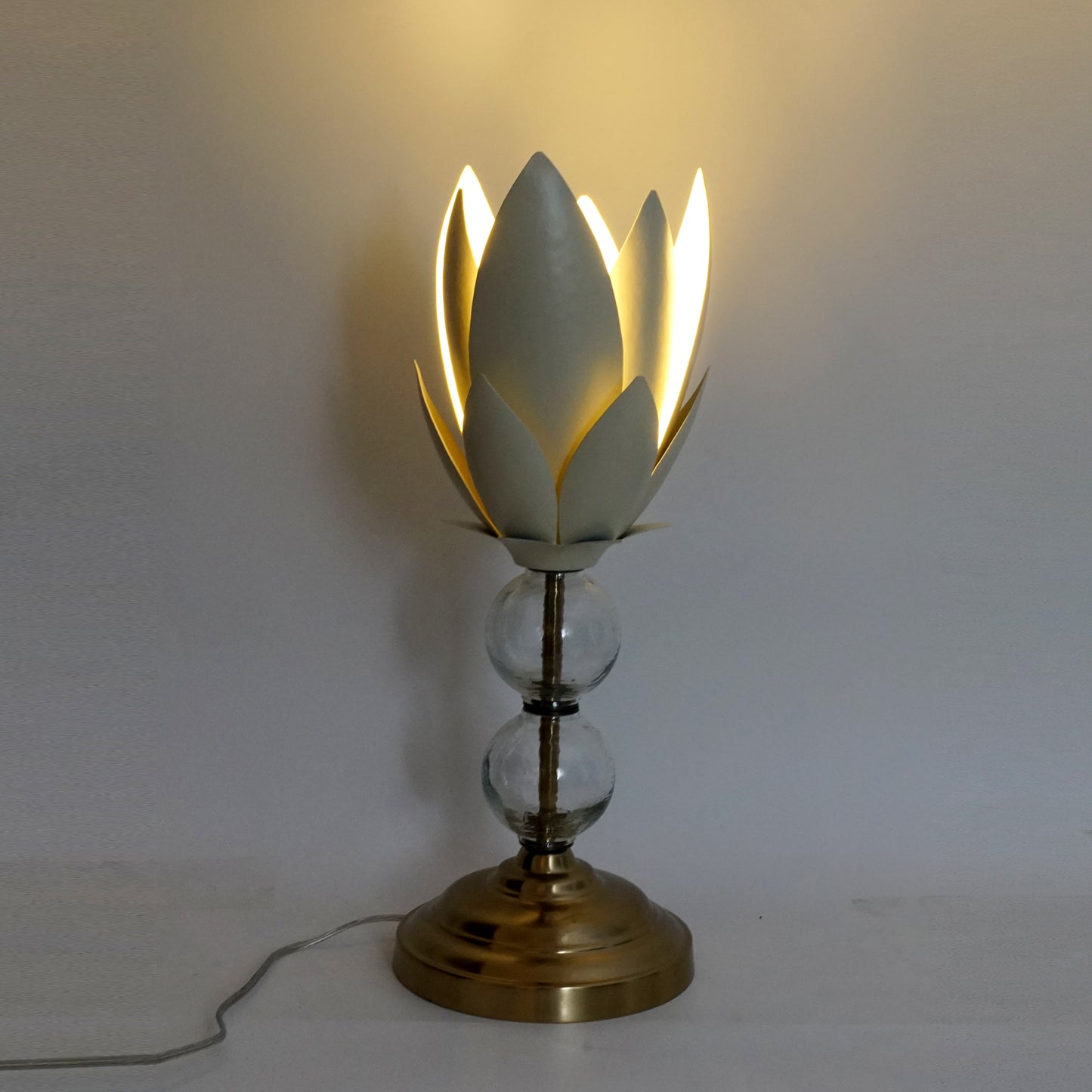 Elysian Orb Table Lamp – Sculptural Petal Shade with Glass & Brass Base