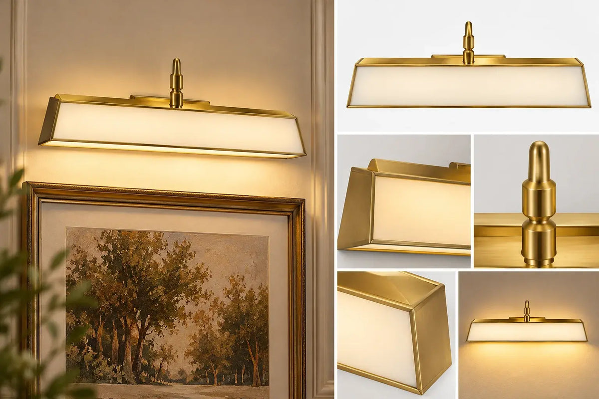 Elegant brass rectangular wall lamp, luxury lighting fixture, premium brass wall lamp design