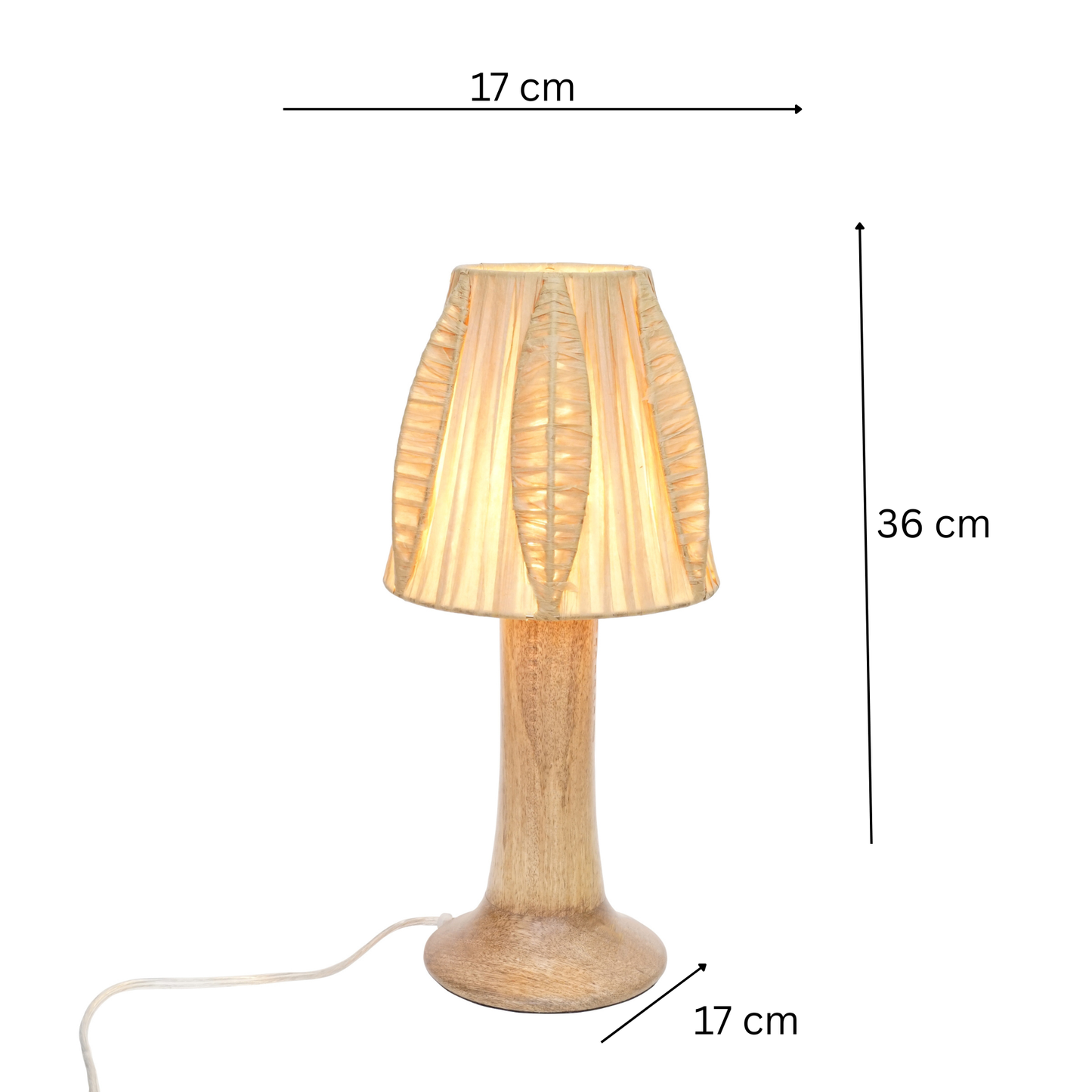 Rafia Shade Wood Base Table
