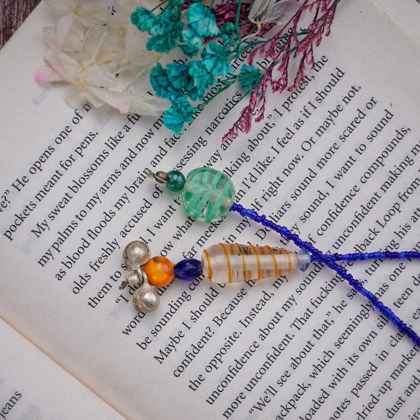 Blue Glass Beads Handmade Bookmark - ILLUMEABookmark