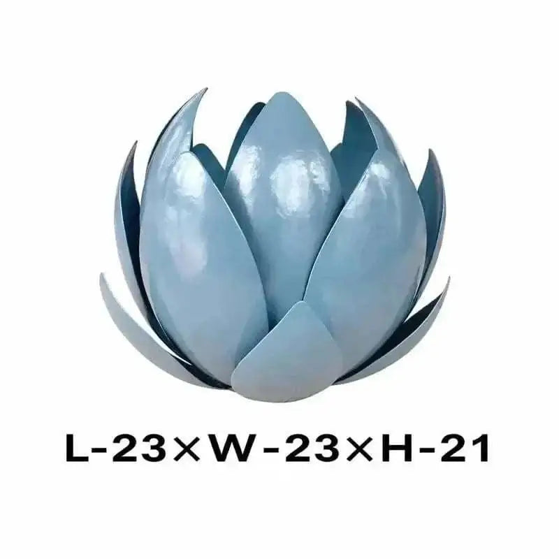 Blue Lotus Metal Leaf Hurricane decorative candle holder with metal leaf design and glass shade