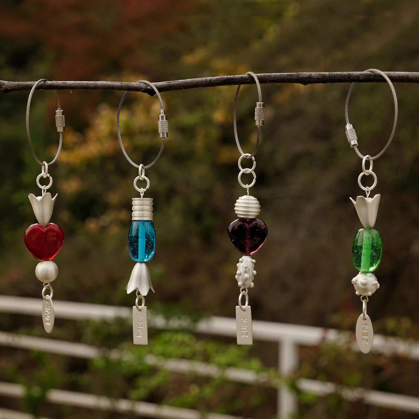 Casted Aluminium Handmade Fish Glass Bead Keychain Ornament.