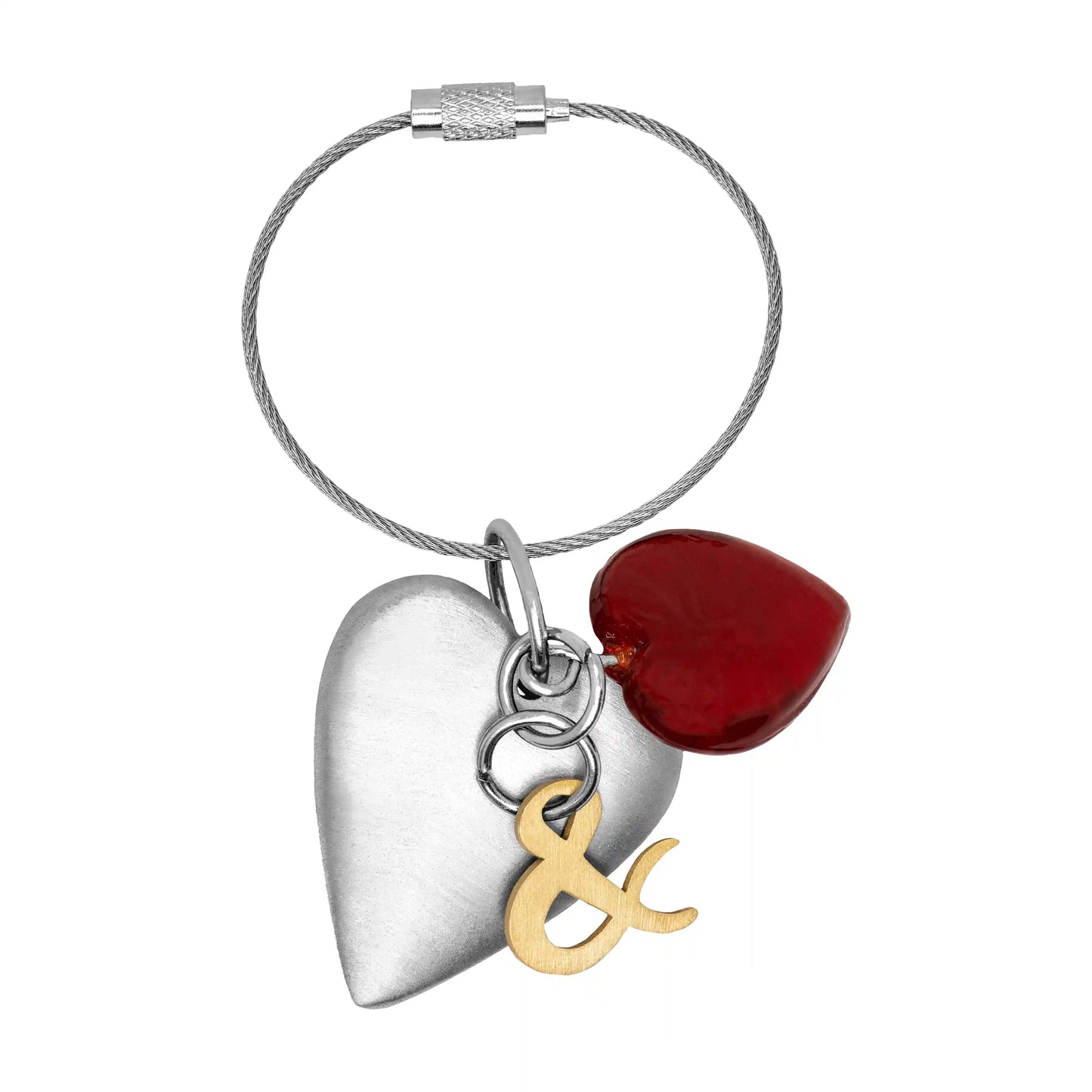 Casted Aluminium Handmade Heart Glass Bead Keychain Ornament - ILLUMEAKey Chain
