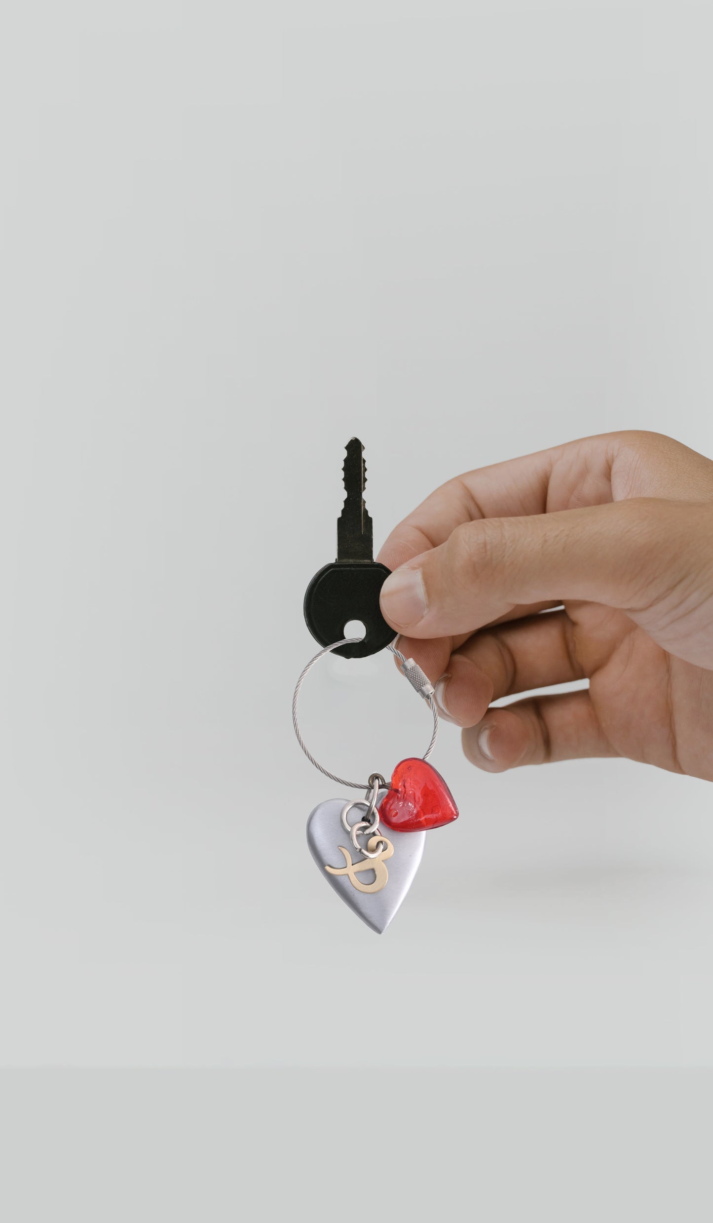 Casted Aluminium Handmade Heart Glass Bead Keychain Ornament - ILLUMEAKey Chain