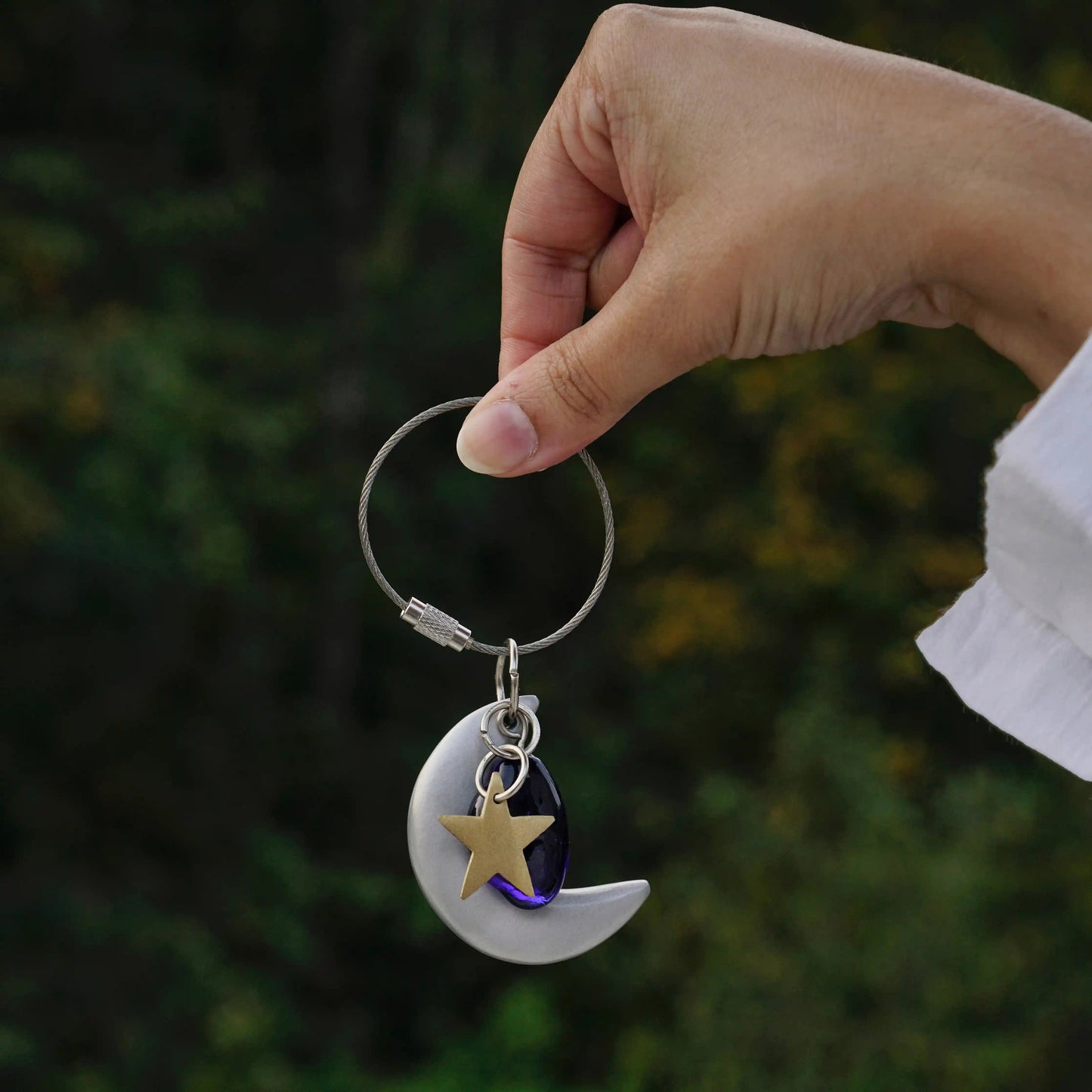 Casted Aluminium Handmade Moon Glass Bead Keychain Ornament - ILLUMEAKey Chain