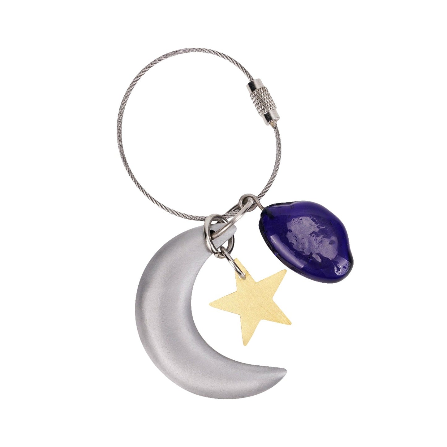 Casted Aluminium Handmade Moon Glass Bead Keychain Ornament - ILLUMEAKey Chain