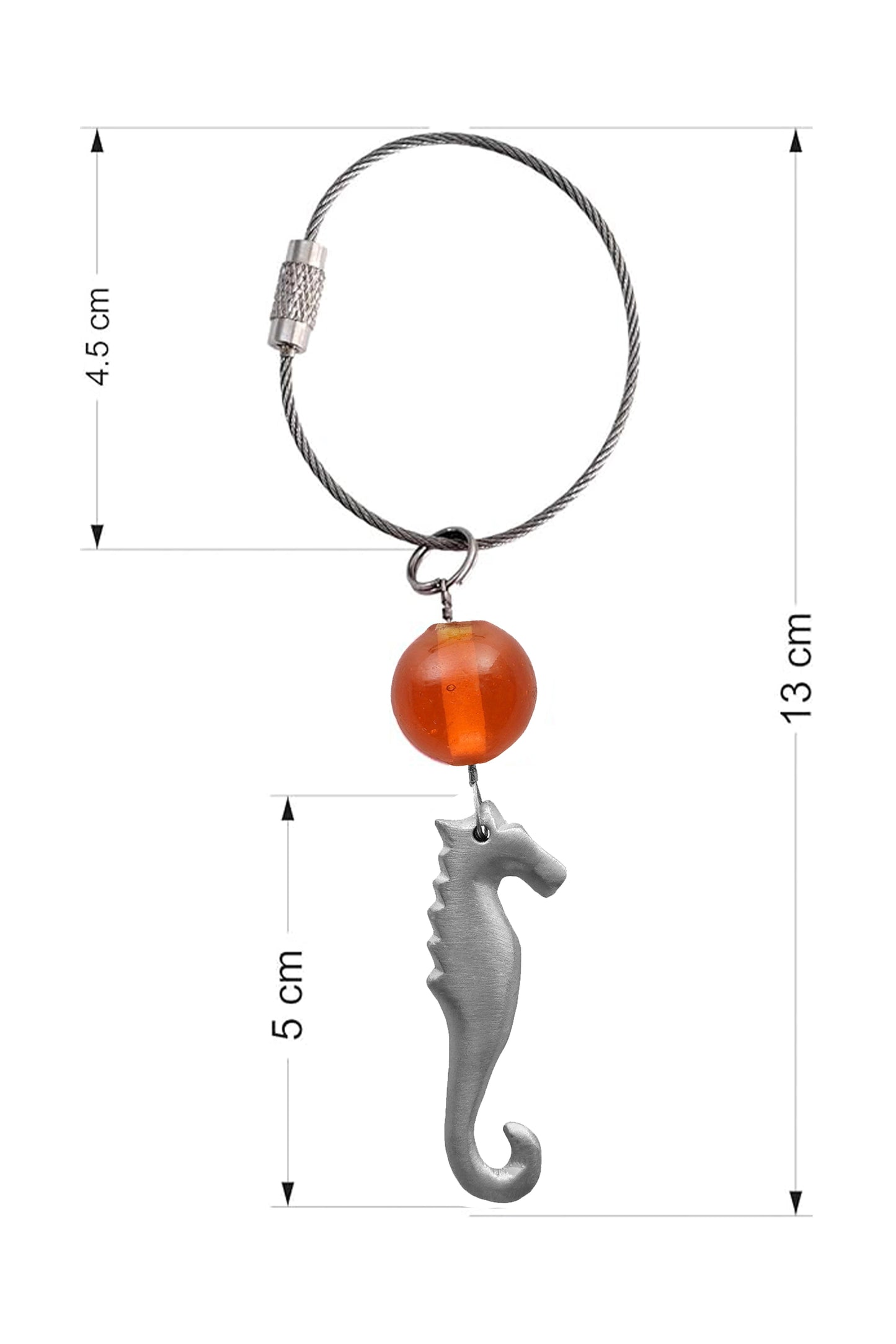 Casted Aluminium Handmade Seahorse Glass Bead Keychain Ornament - ILLUMEAKey Chain