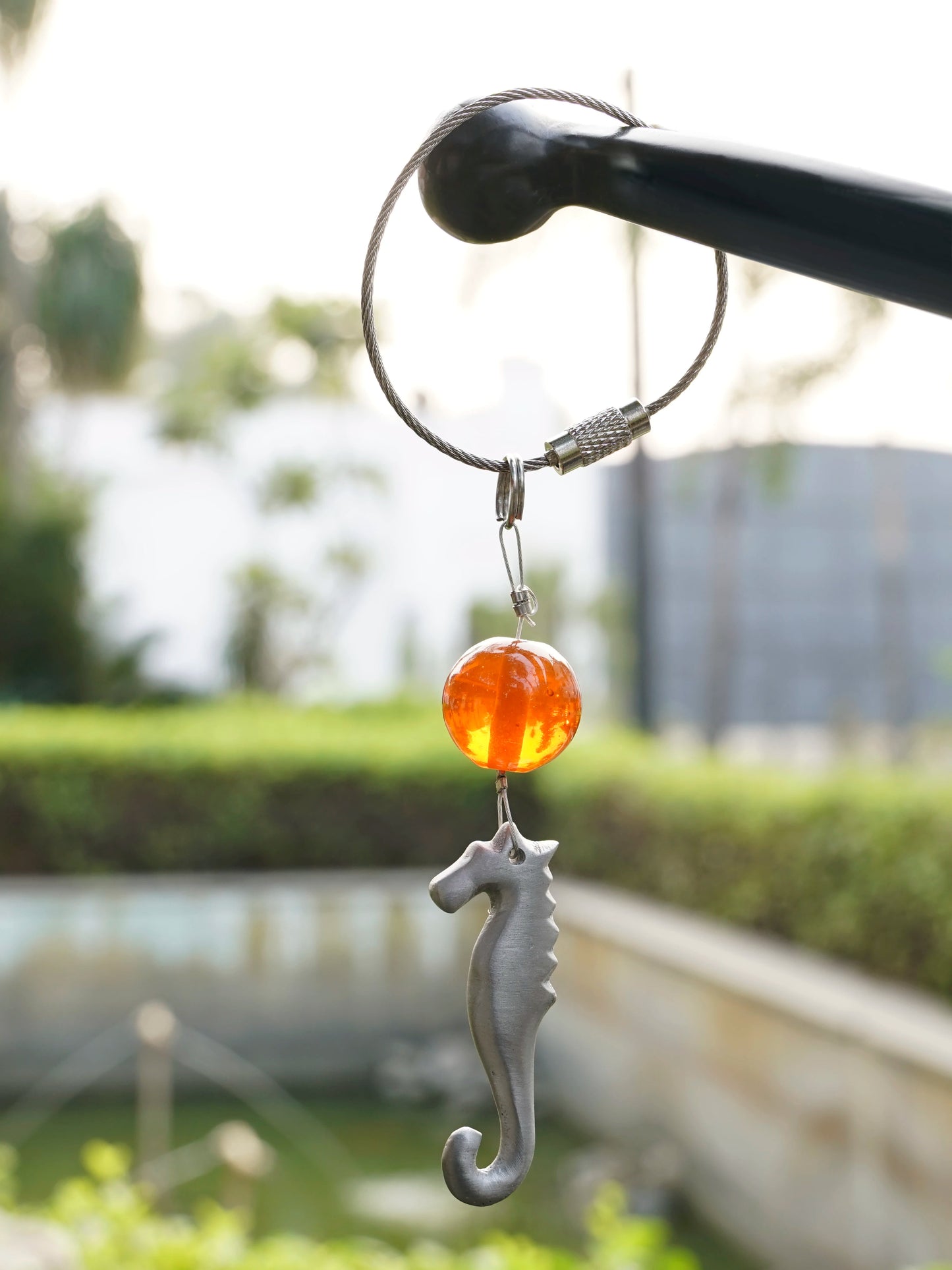Casted Aluminium Handmade Seahorse Glass Bead Keychain Ornament - ILLUMEAKey Chain