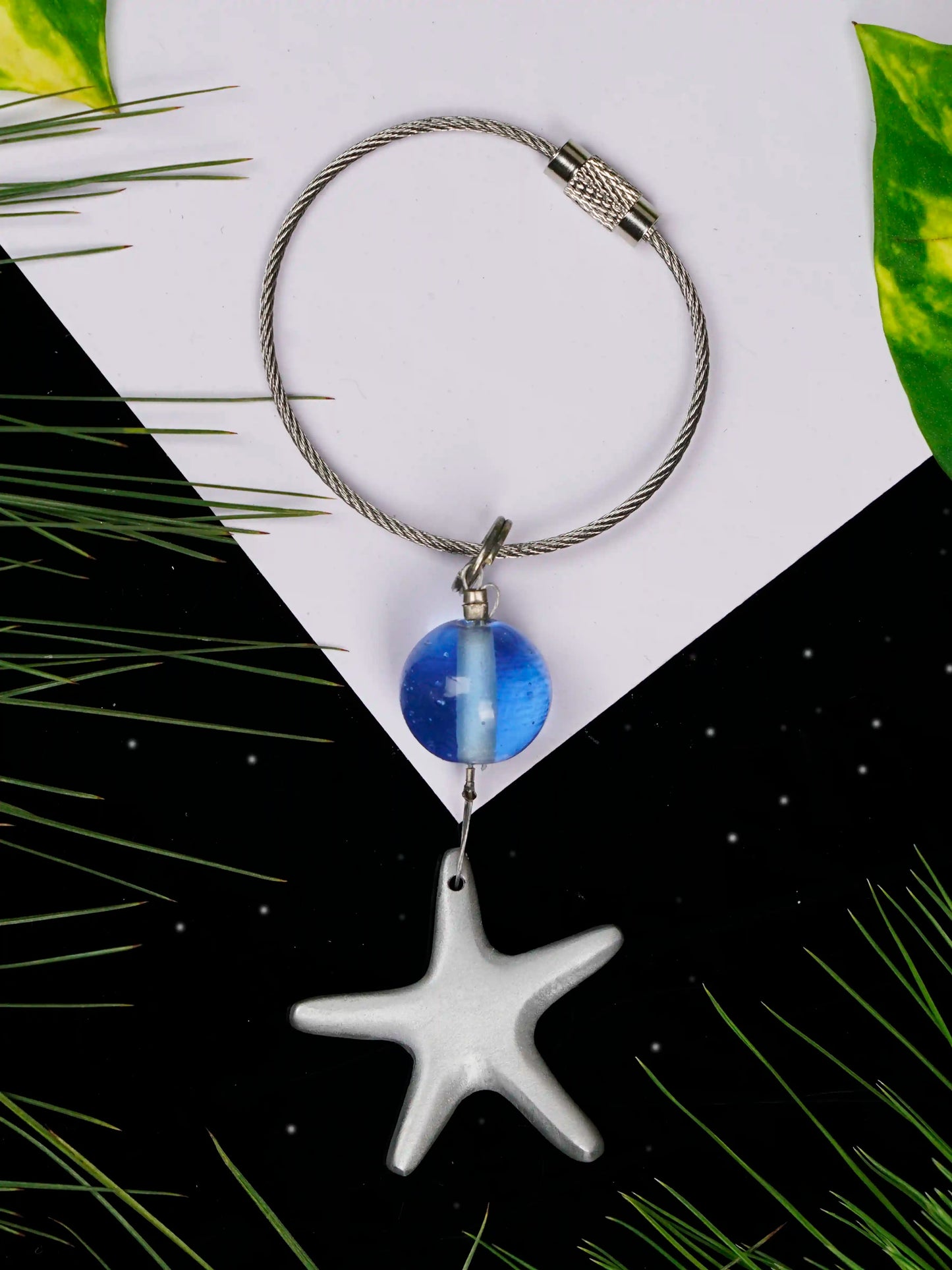 Casted Aluminium Handmade Star Fish Glass Bead Keychain Ornament - ILLUMEAKey Chain