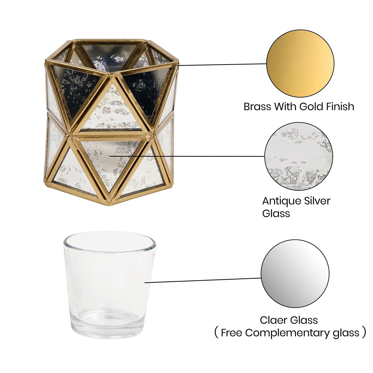 Diamond Tealight Candle Holder Antique - ILLUMEATea light