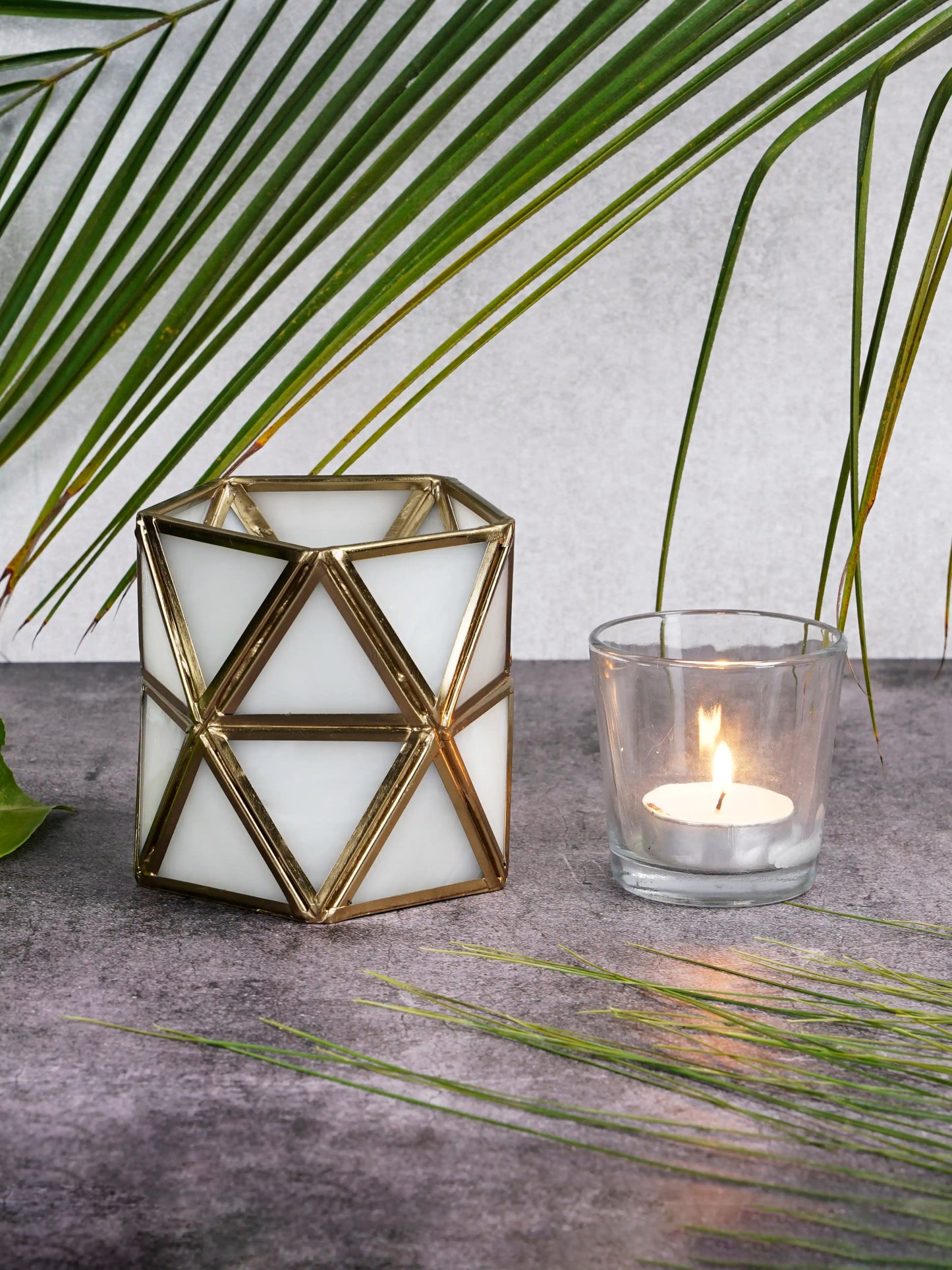 Diamond Tealight Candle Holder White - ILLUMEATea light