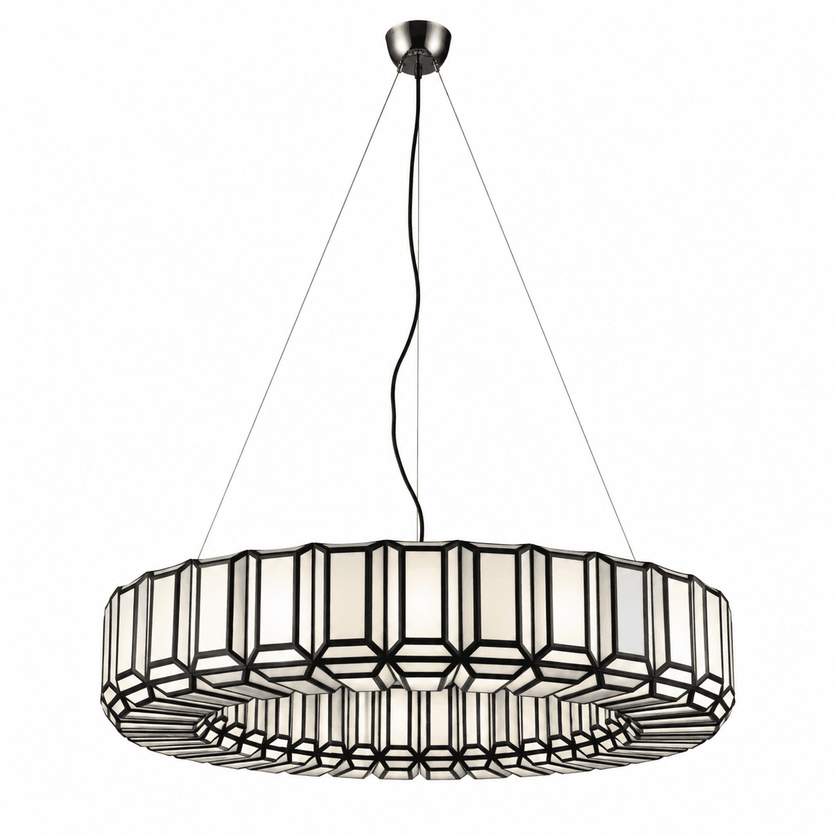 Antique gold Embossed Glass Ring Chandelier with modern circular design and ambient glow