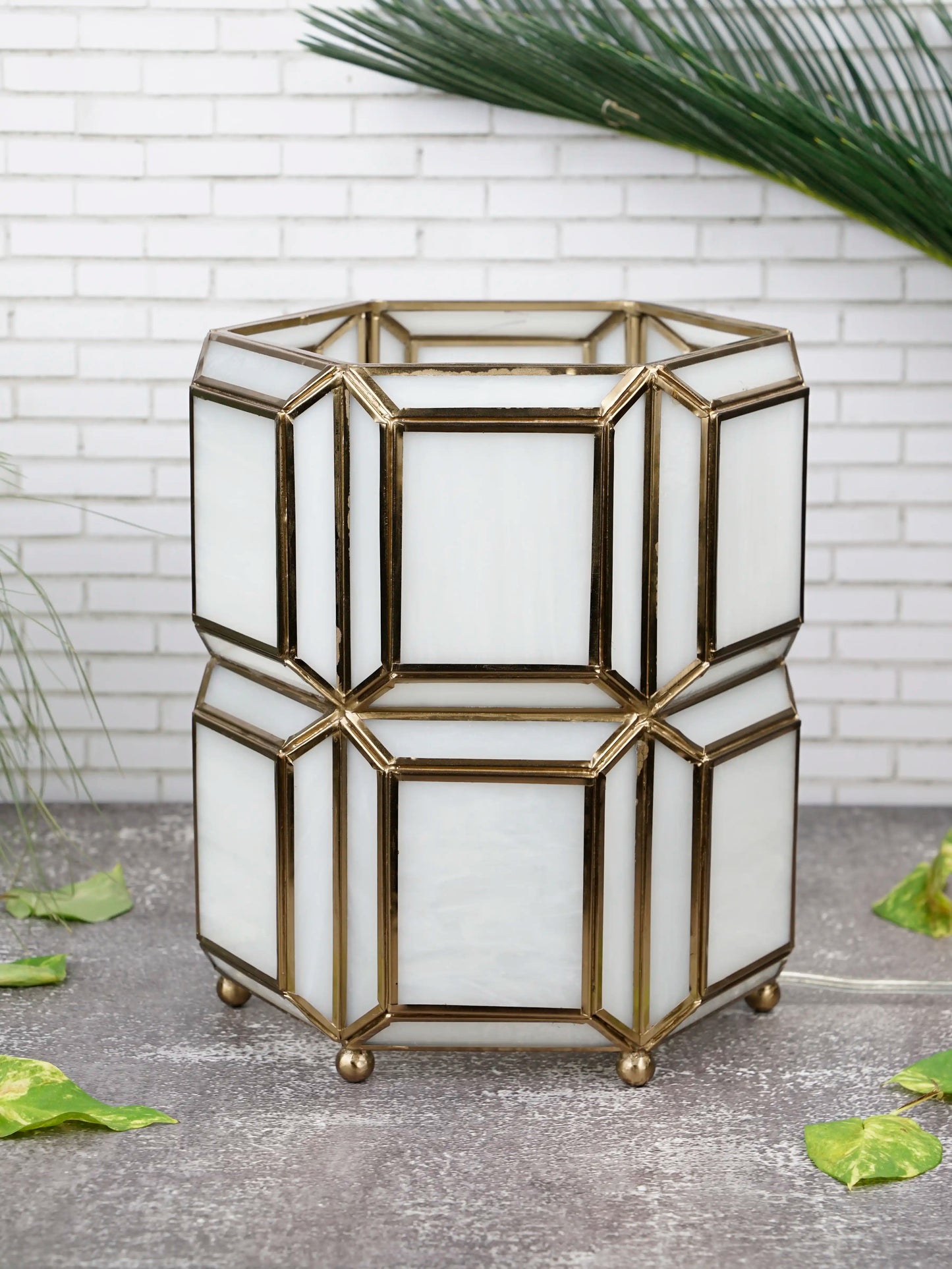 Embossed Table Lamp White - ILLUMEAlampSmall