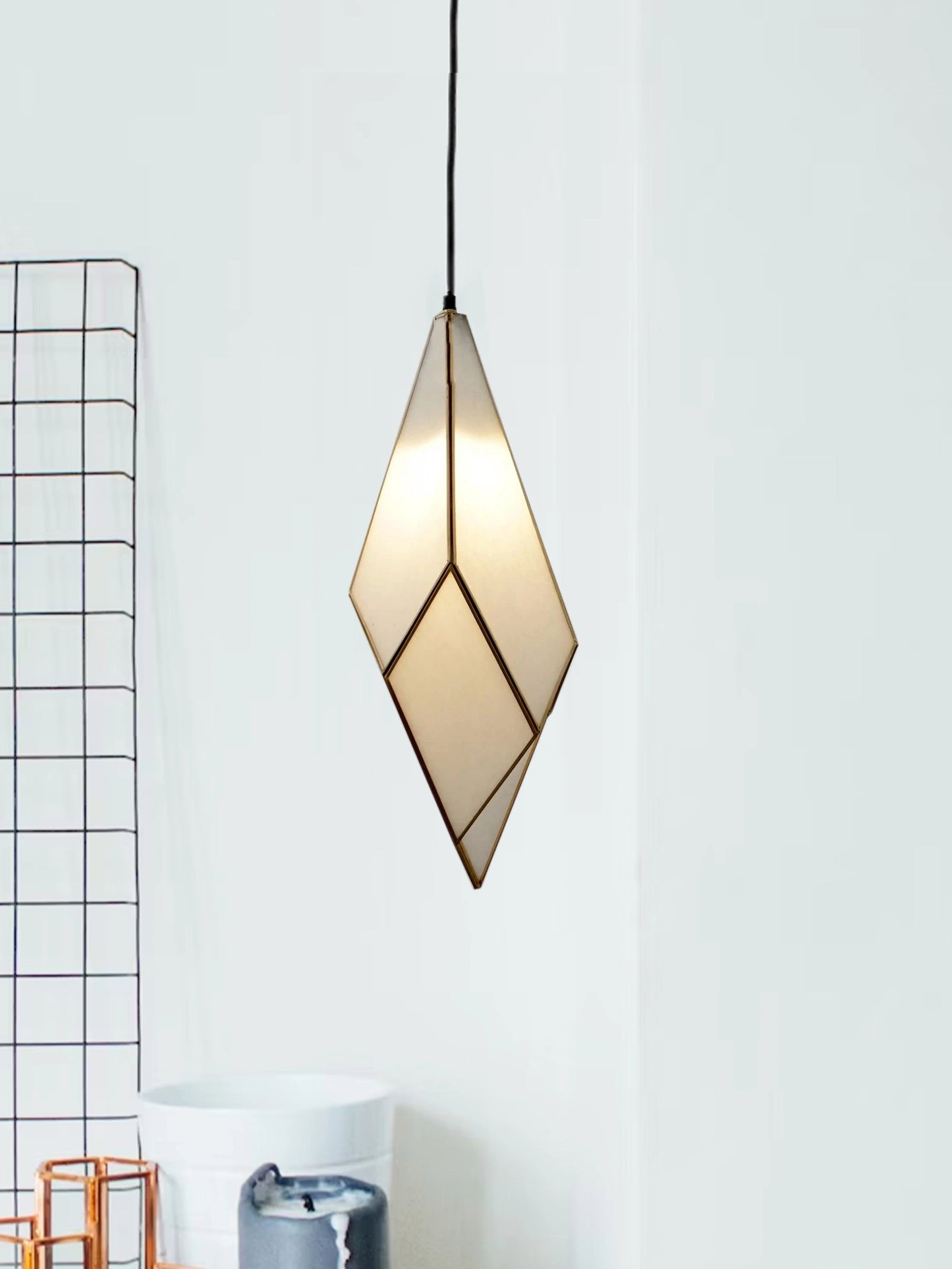 Geometric Crystal Pendant White - ILLUMEALighting