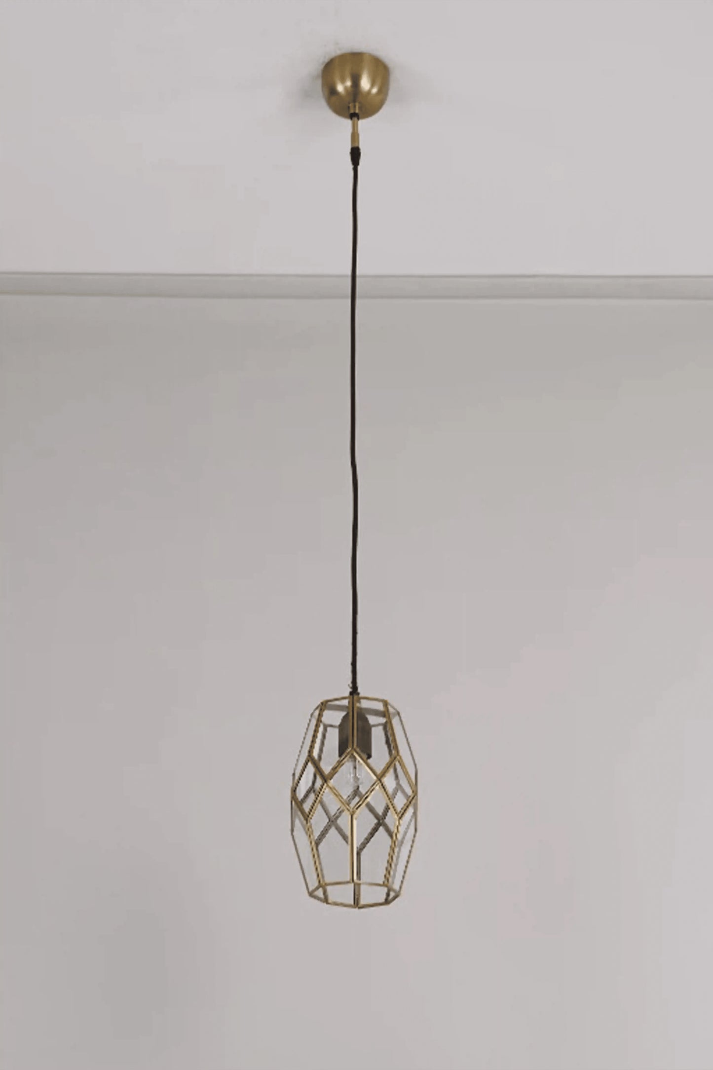 Geometric Honeycomb Clear Glass Pendant