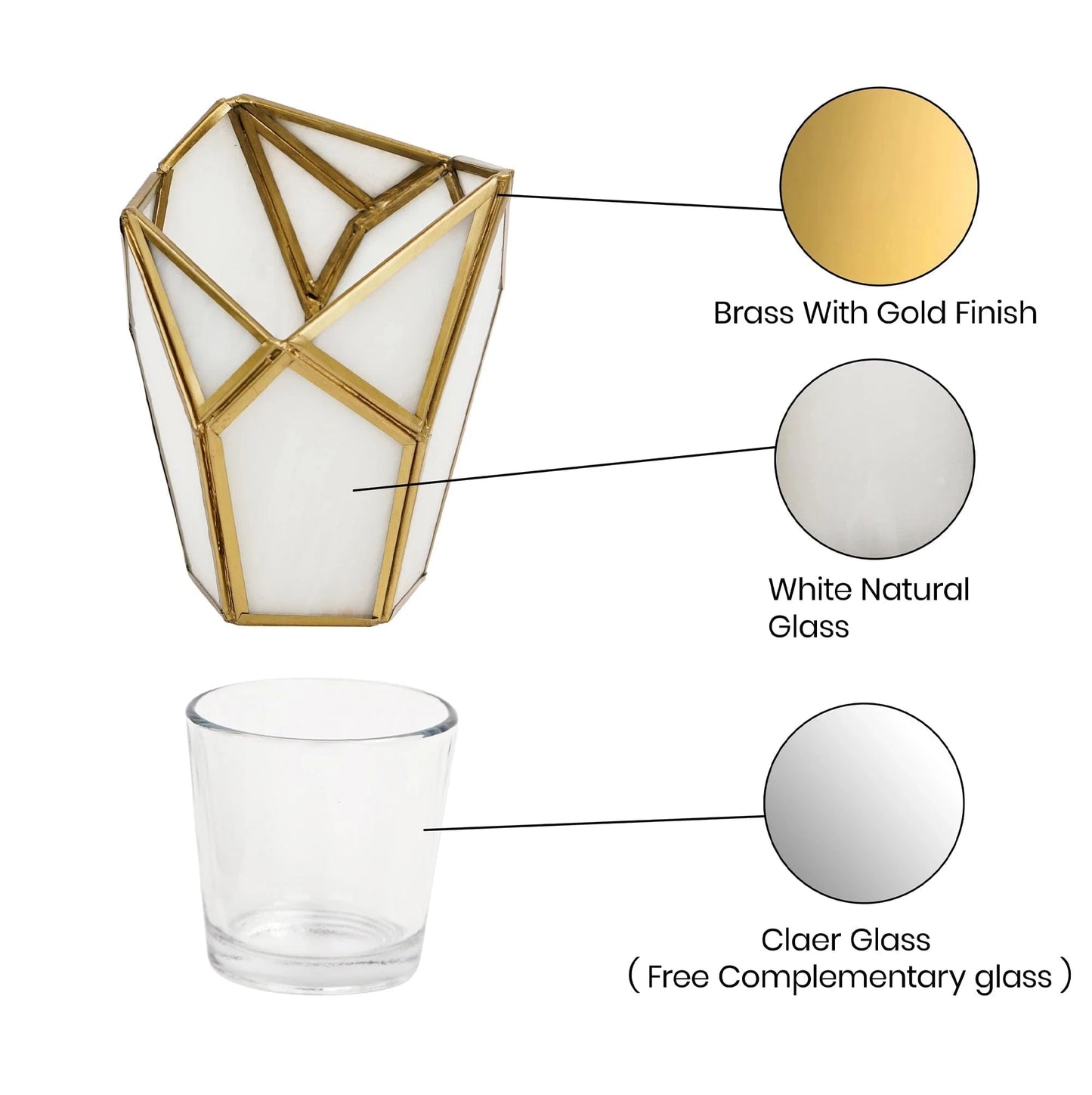 Geometric Tealight Candle Holder white