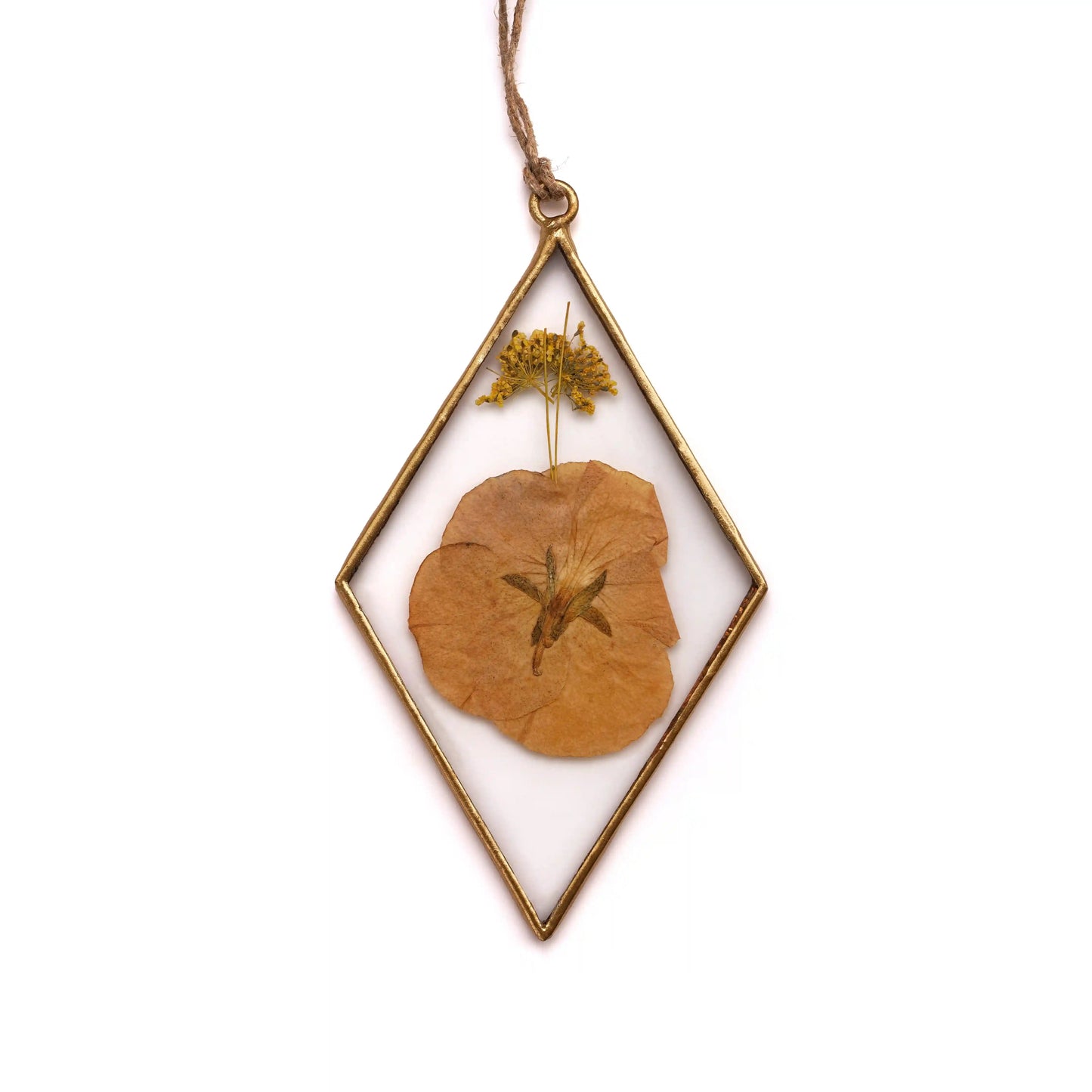 Handmade Dried Pressed Flower Hanging Diamond Suncatcher - ILLUMEAPendant
