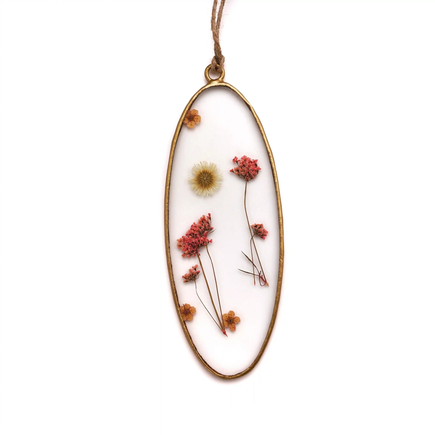 Handmade Dried Pressed Flower Hanging Oval Suncatcher - ILLUMEAsuncatcher