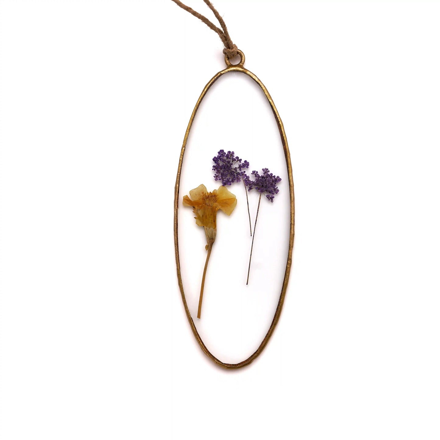 Handmade Dried Pressed Flower Hanging Oval Suncatcher - ILLUMEAsuncatcher