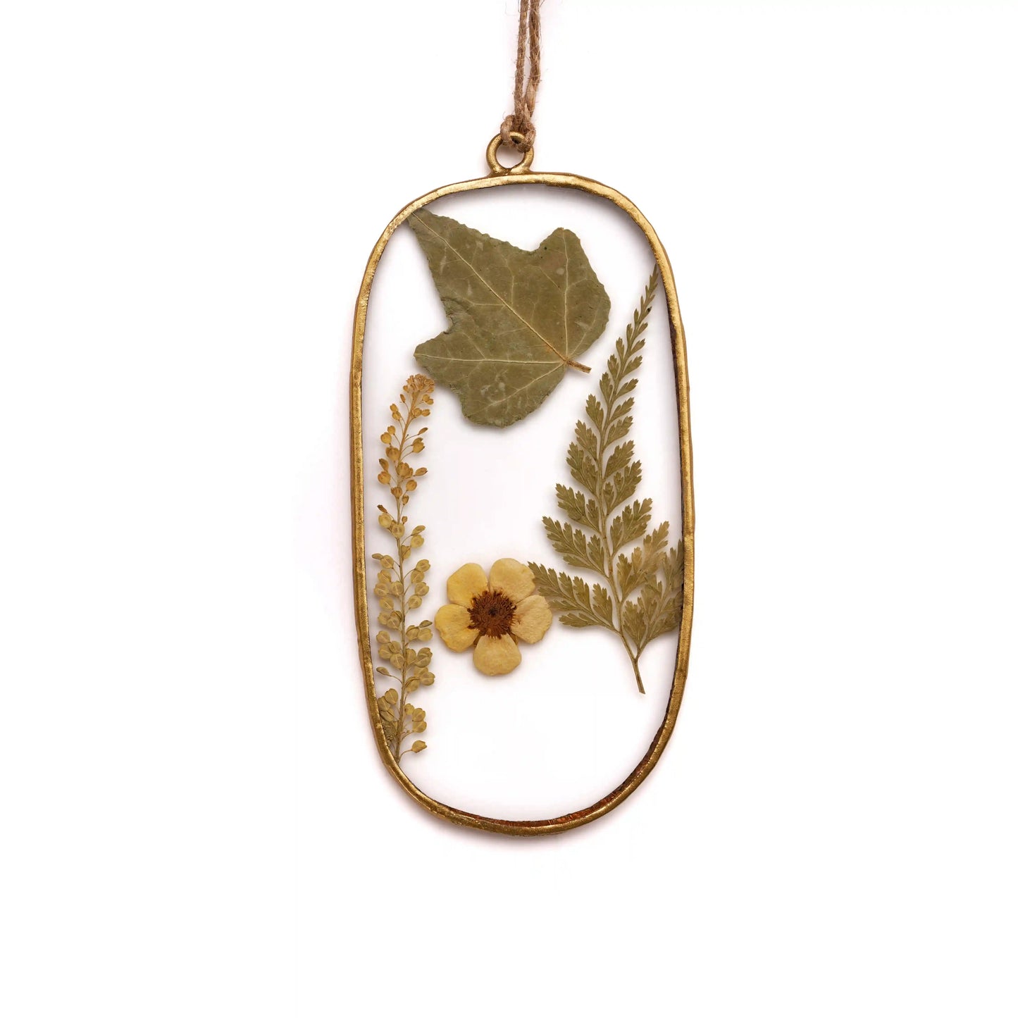Handmade Dried Pressed Flower Hanging Squoval Suncatcher - ILLUMEAPendant