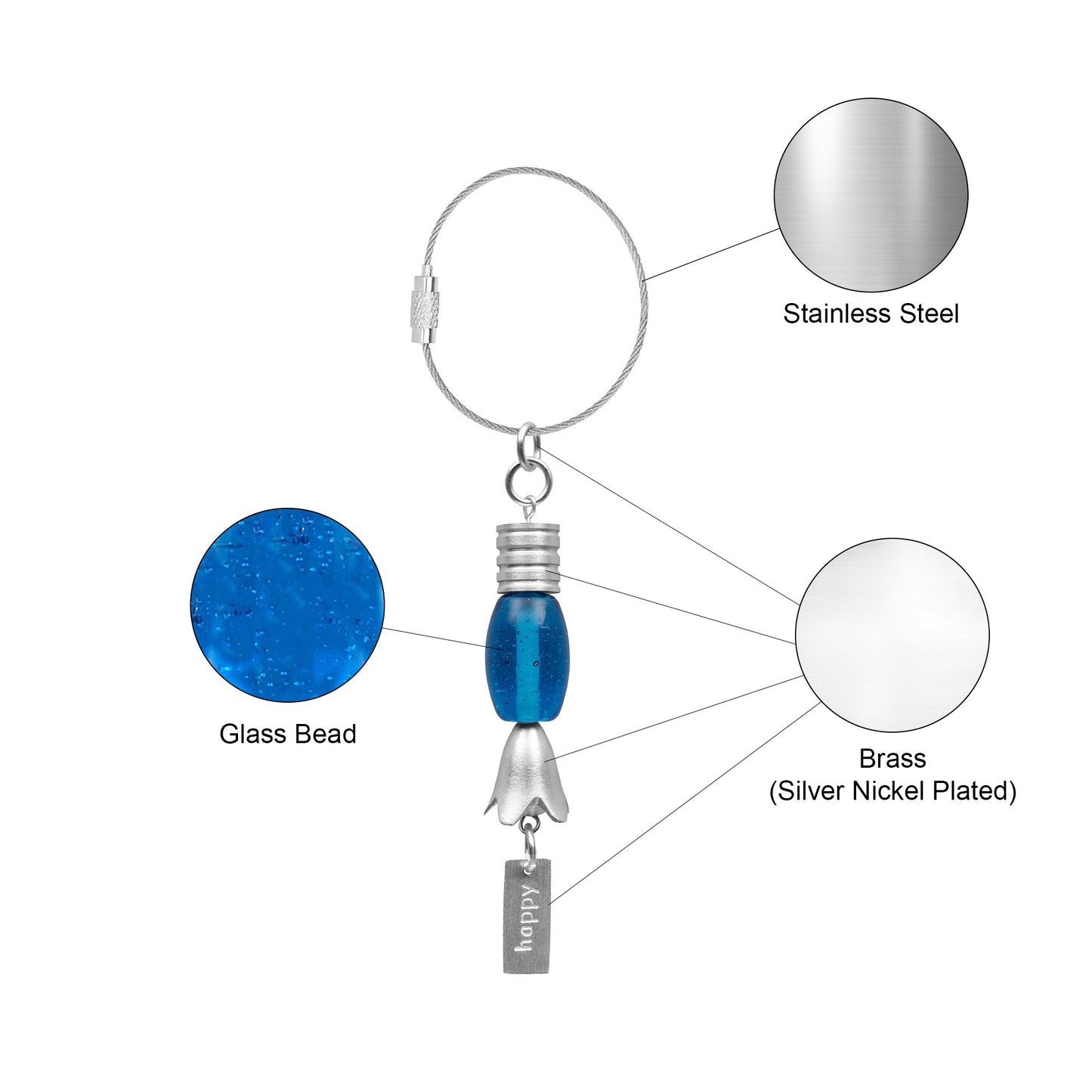 ILLUMEA Oceans Kiss Key Chain Handmade Lucky Charm with Glass Bead - ILLUMEAKey Chain