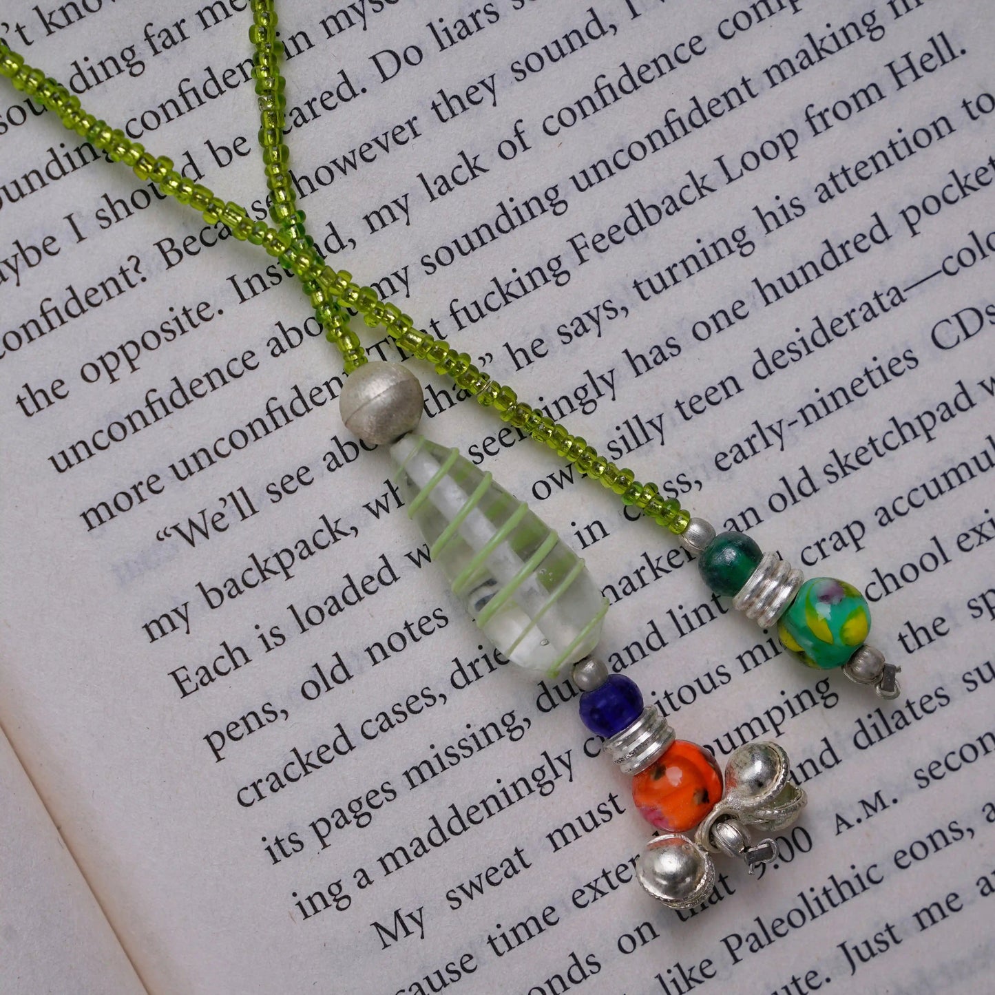 Lime Green Glass Beads Handmade Bookmark - ILLUMEABookmark