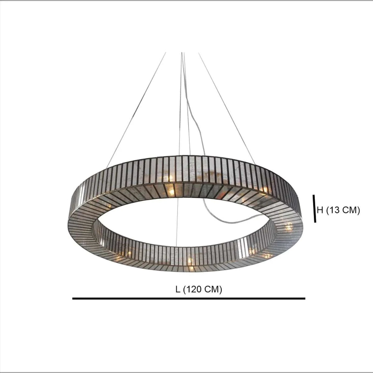Linaurea Ring Chandelier Antique with handmade stained glass and brass ring design
