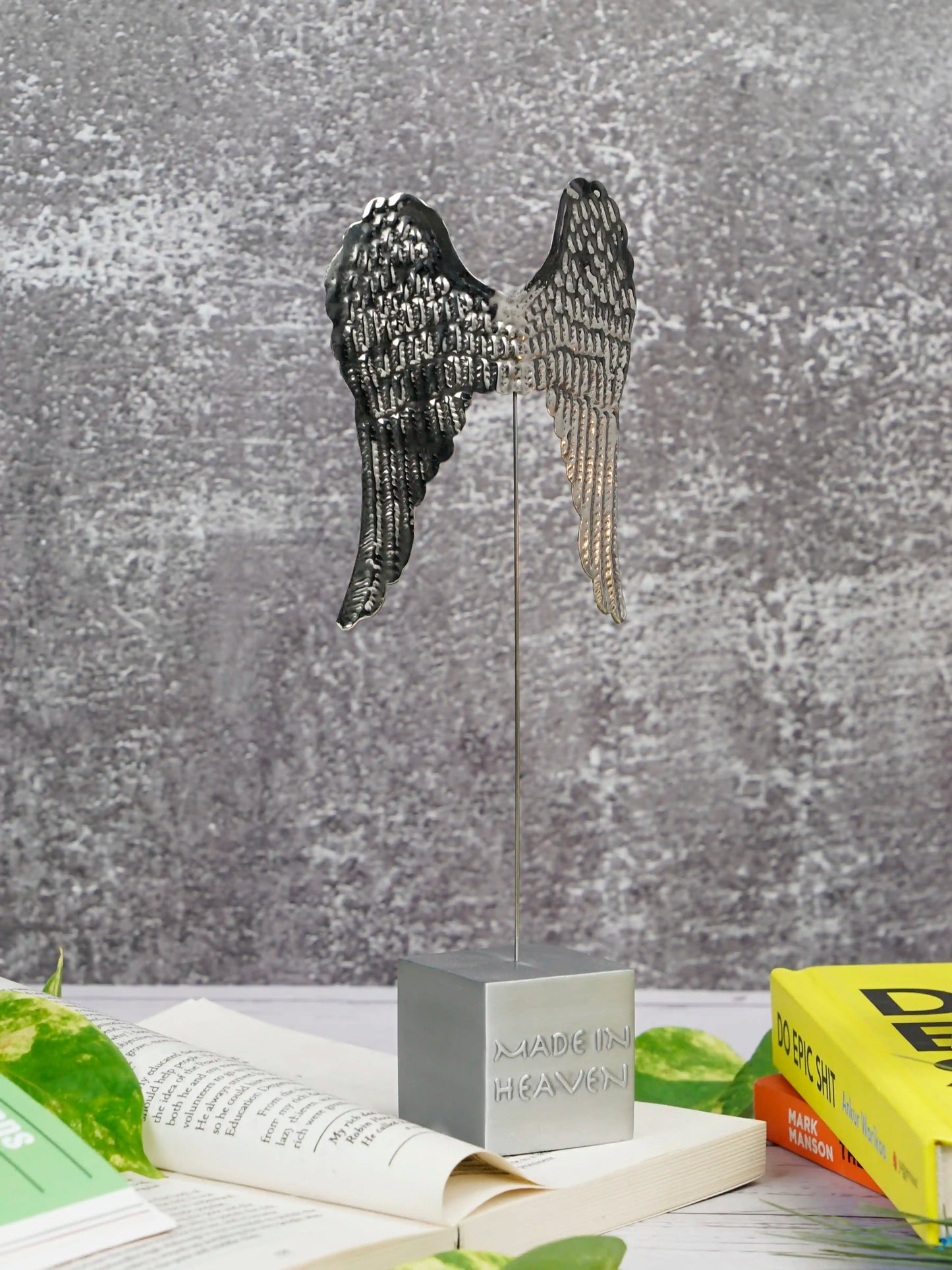 Metal Angel Wings Sculpture - Inspirational and Angelic Decorative Figurine - ILLUMEA
