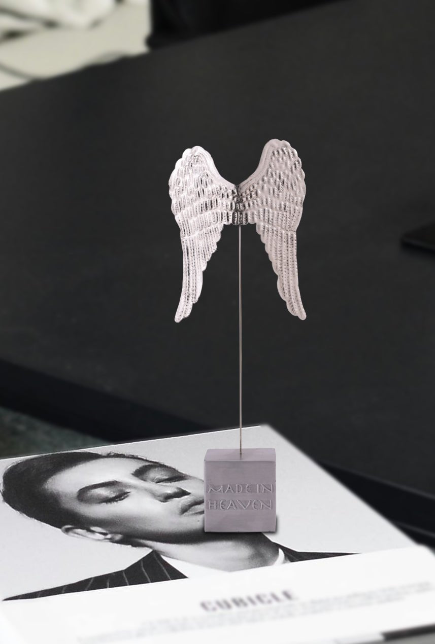 Metal Angel Wings Sculpture - Inspirational and Angelic Decorative Figurine - ILLUMEA
