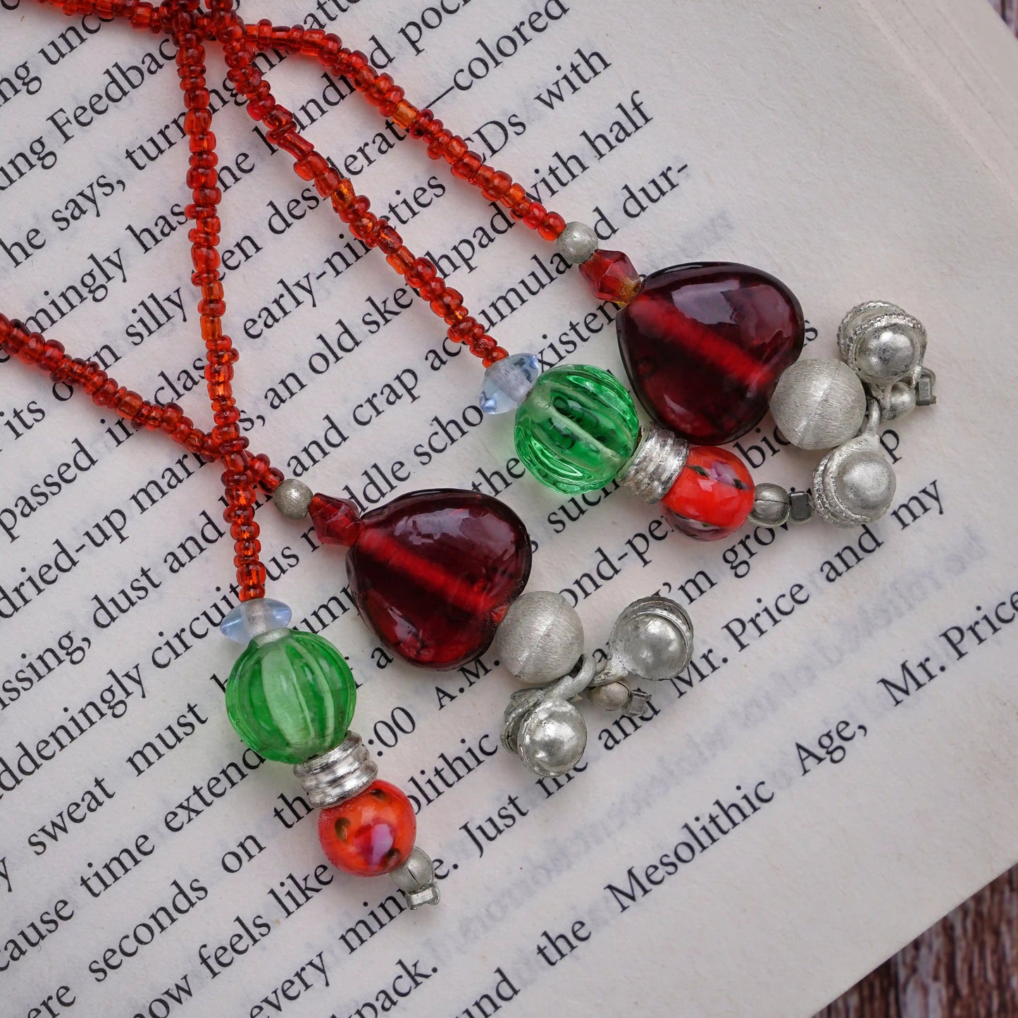 Red Glass Beads Handmade Bookmark - ILLUMEABookmark