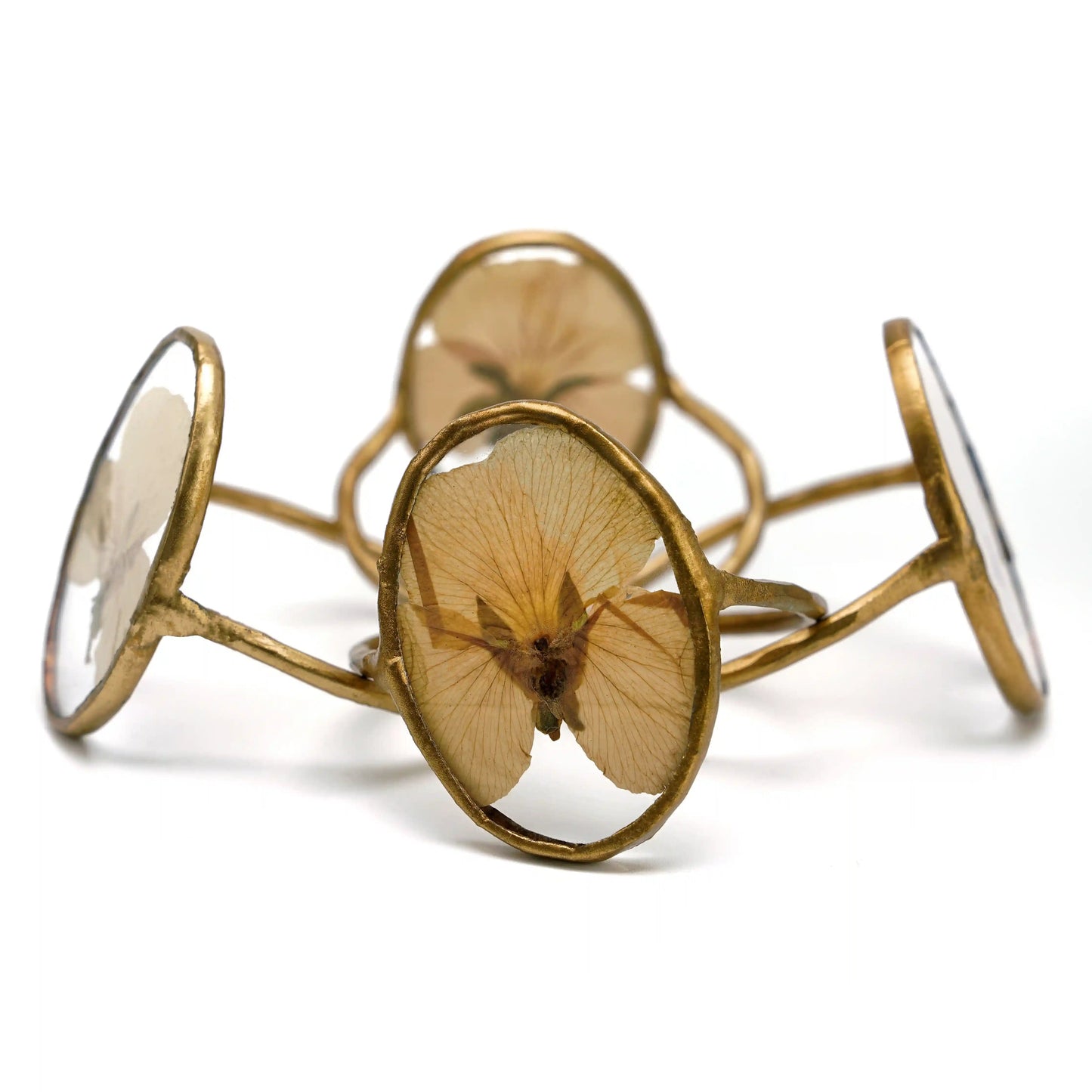 Set of 4 Oval Handmade Dried Pressed Flower Glass Napkin Rings - ILLUMEANapkin Ring