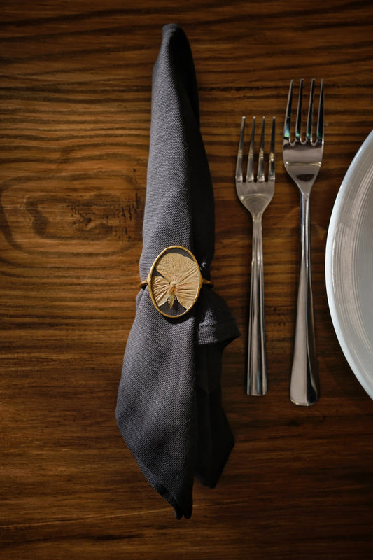 Set of 4 Oval Handmade Dried Pressed Flower Glass Napkin Rings - ILLUMEANapkin Ring