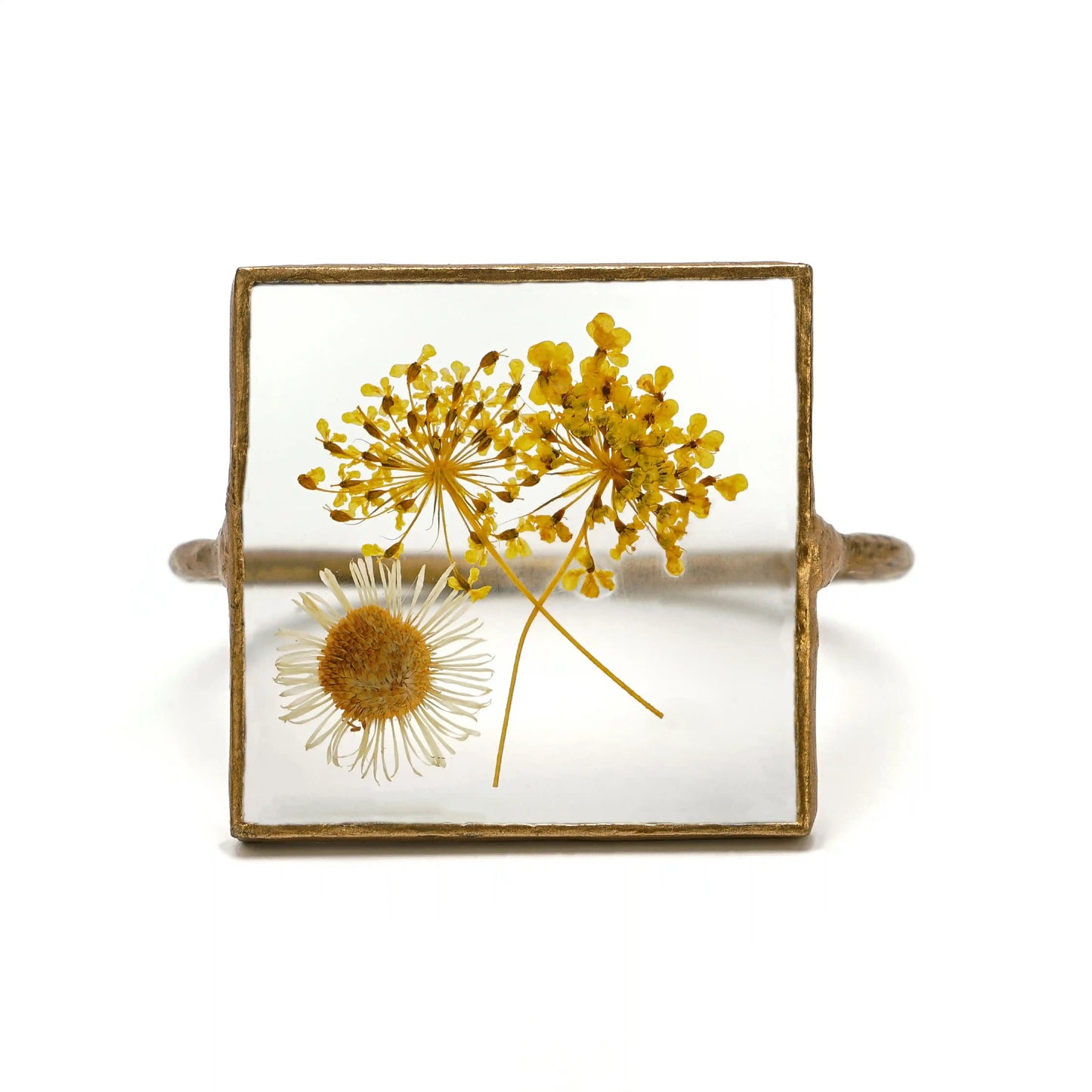 Set of 4 Square Handmade Dried Pressed Flower Glass Napkin Rings - ILLUMEANapkin Ring