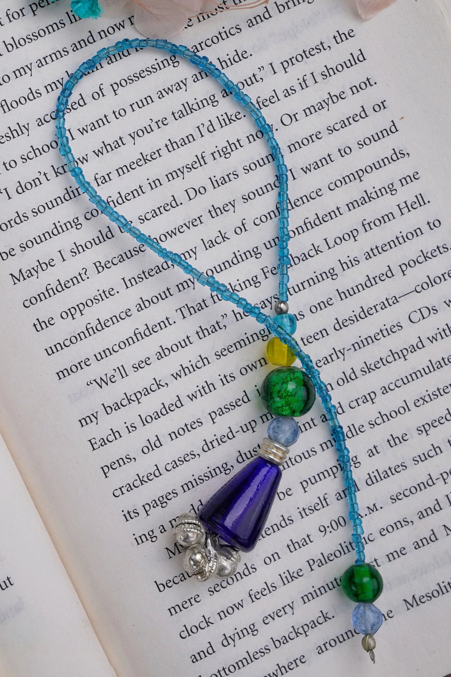 Sky Blue Glass Beads Handmade Bookmark - ILLUMEABookmark