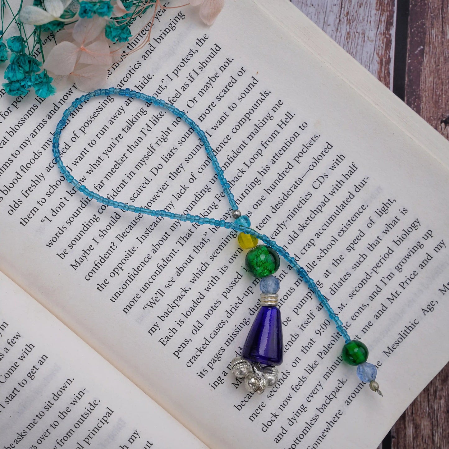Sky Blue Glass Beads Handmade Bookmark - ILLUMEABookmark