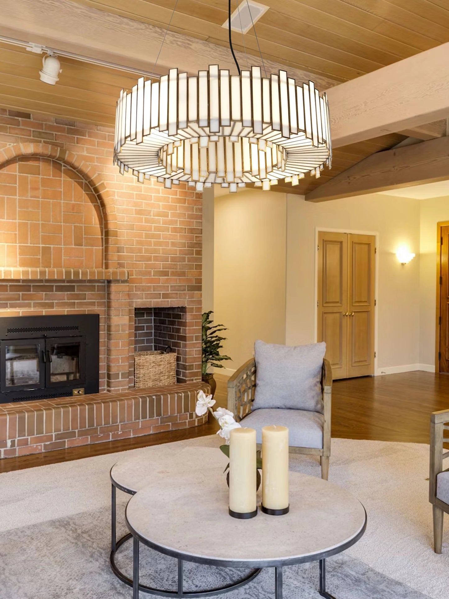 Staggered Ring Chandelier White - ILLUMEALightingSmall