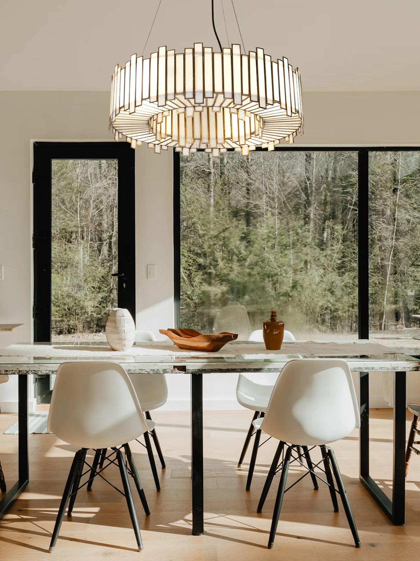 Staggered Ring Chandelier White - ILLUMEALightingSmall