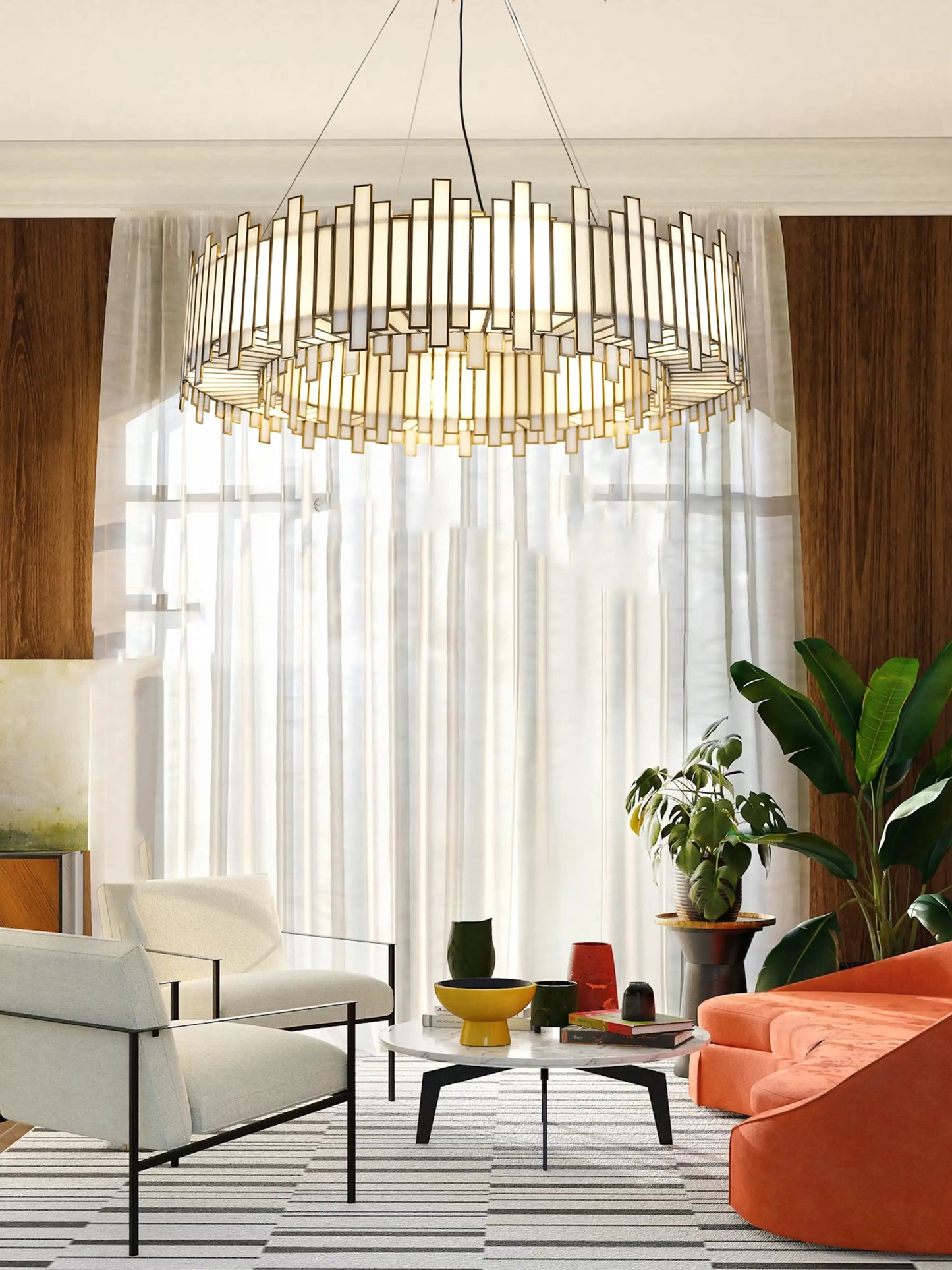 Staggered Ring Chandelier White - ILLUMEALightingSmall
