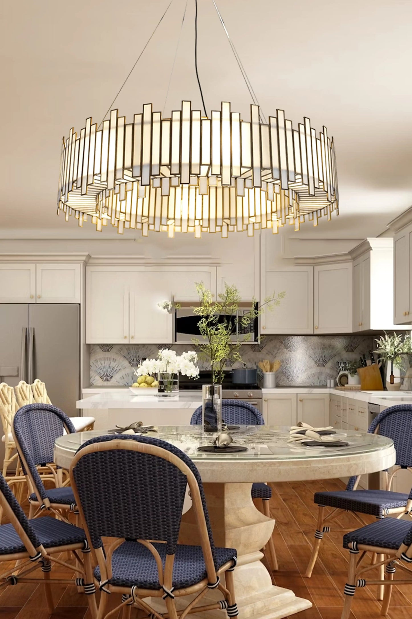 Staggered Ring Chandelier White - ILLUMEALightingSmall