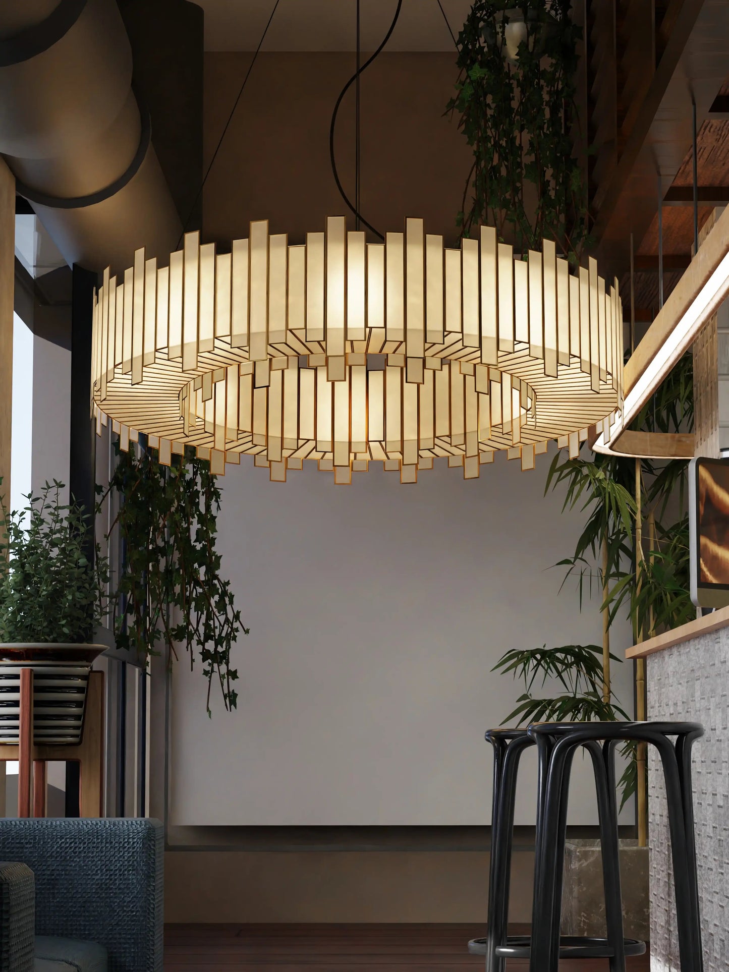 Staggered Ring Chandelier White - ILLUMEALightingSmall
