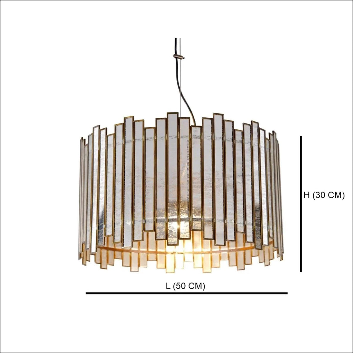 Staggered Shade Antique white stained glass pendant light with gold finish for elegant home decor