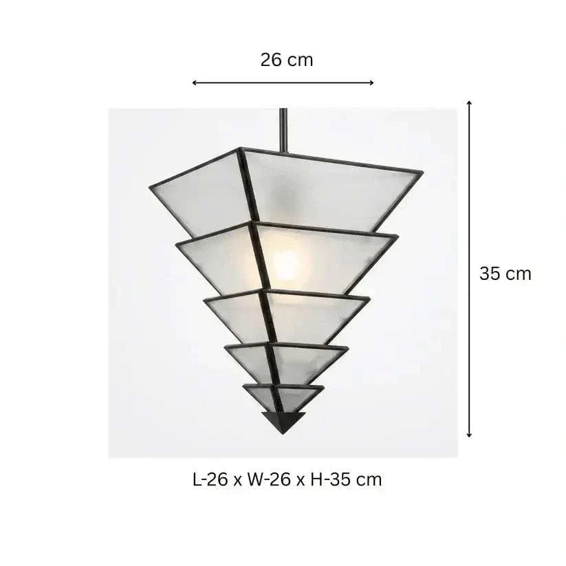 Taper glass pendant light with brass-plated iron frame illuminating modern interior