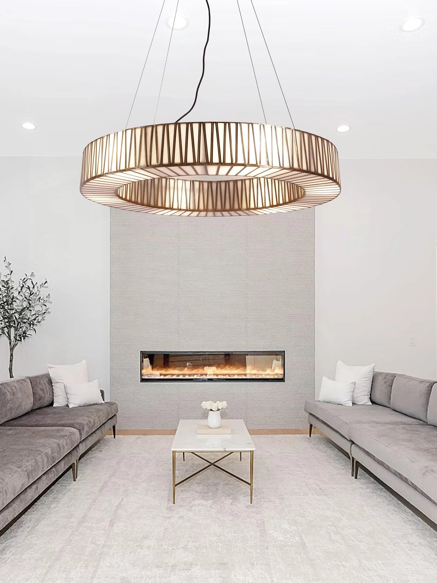 Taper Ring Chandelier White - ILLUMEALightingMedium