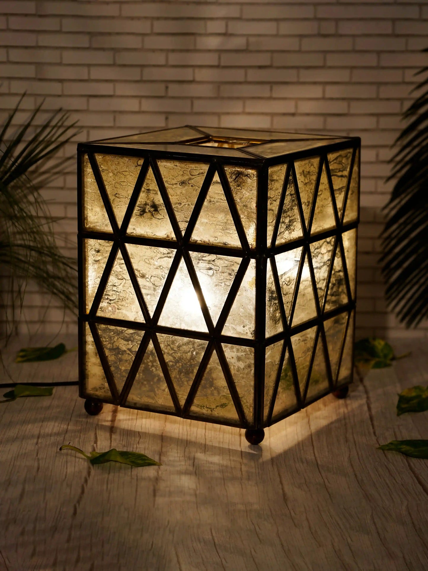 Triangle Table Lamp Antique - ILLUMEAlampSmall