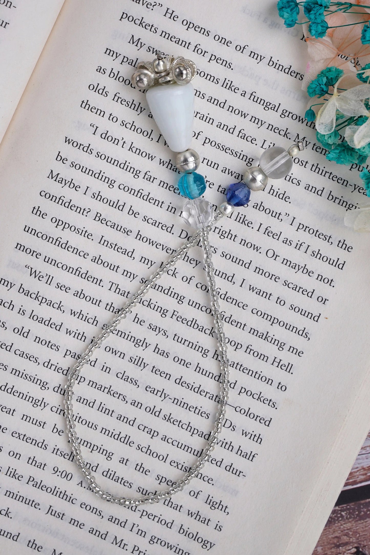 White Glass Beads Handmade Bookmark - ILLUMEABookmark