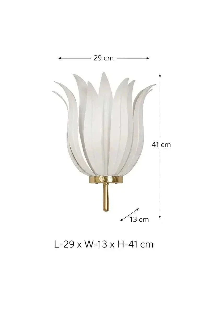 White Leaf Wall Lamp with off-white powder-coated iron leaf design providing soft ambient lighting