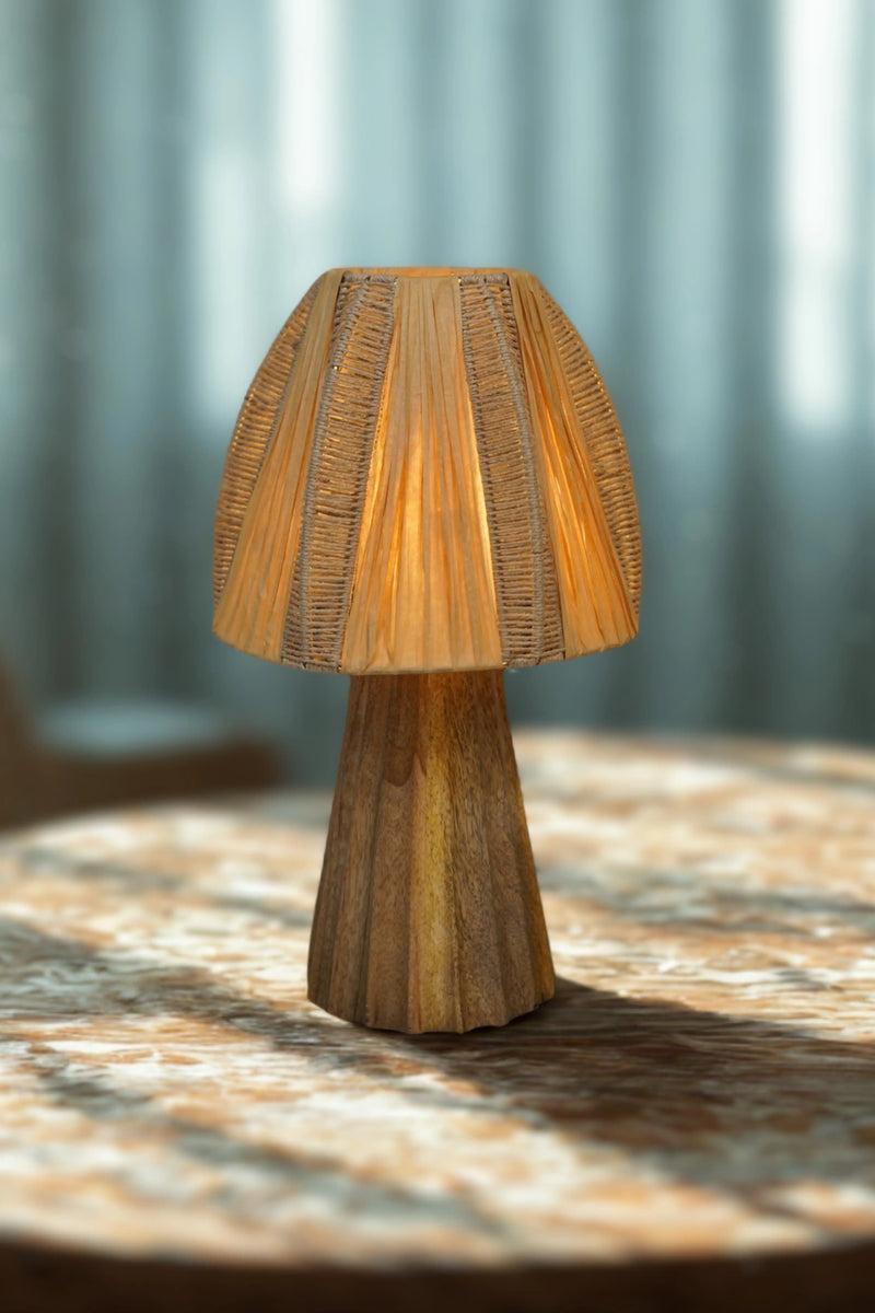 Aurelia Earthgrain Wooden Table Lamp – Handcrafted Rustic Elegance