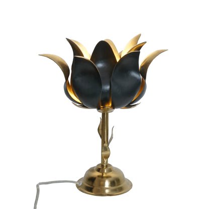 Lotus Bloom Table Lamp – Black & Gold Design