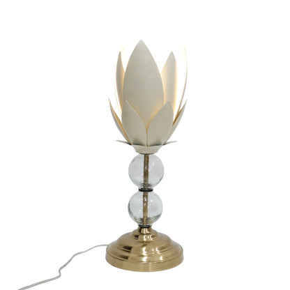 Elysian Orb Table Lamp – Sculptural Petal Shade with Glass & Brass Base